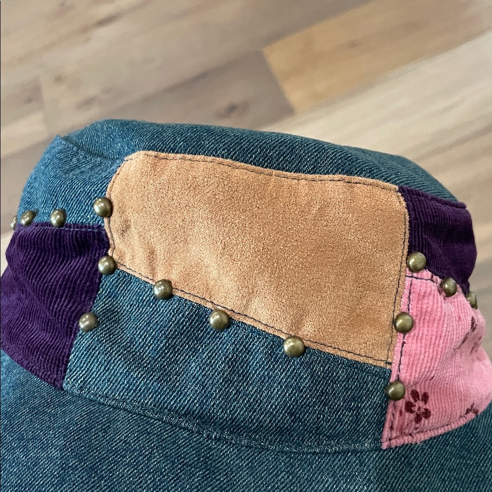 Patchwork Denim Bucket Hat Size Small - image 10